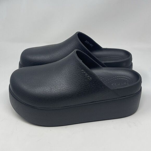 Crocs Dylan Platform Clogs Womens 6 Black Comfort Modern Chic Textured - Picture 2 of 14